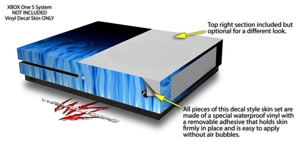 Skin XBOX One S Console Controller Fire Blue
