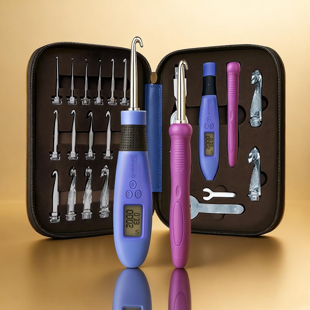 Crochet Hook with 18 Different Size for Stitch & Row Counter Light Up Interch...