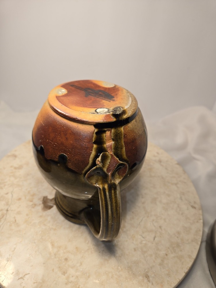 Beautiful Handmade Signed Drip Glazed Art Pottery Pitcher