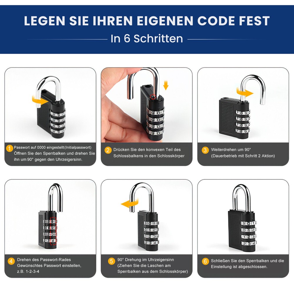 2x combination lock 4 digit padlock weatherproof lock number code