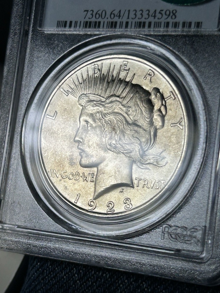 1923 $1 Peace Silver Dollar PCGS MS 64 CAC Older Solid Blue Label