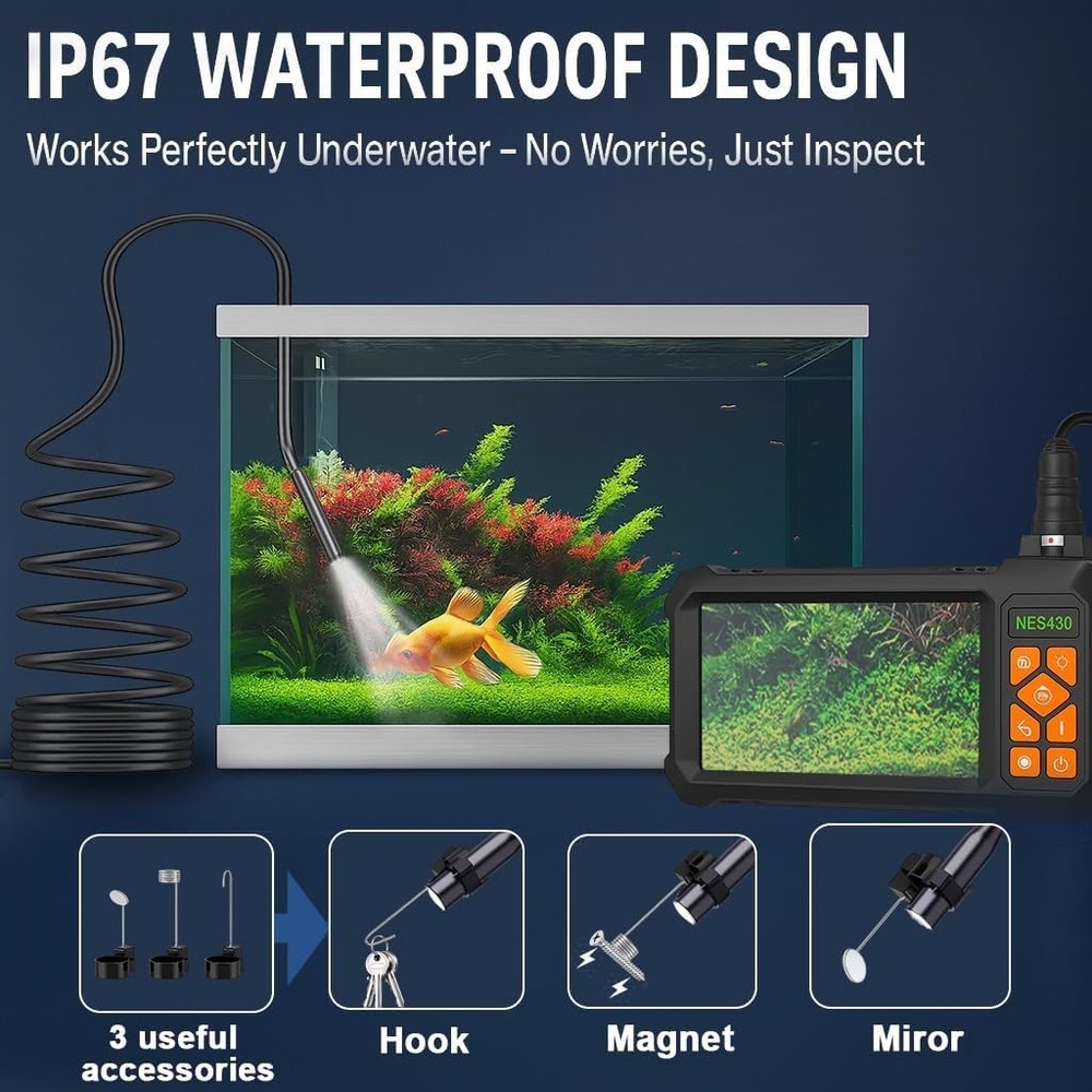4.3-Inch IPS Screen Endoscope Camera, 49.2FT Cable for Precision Inspections