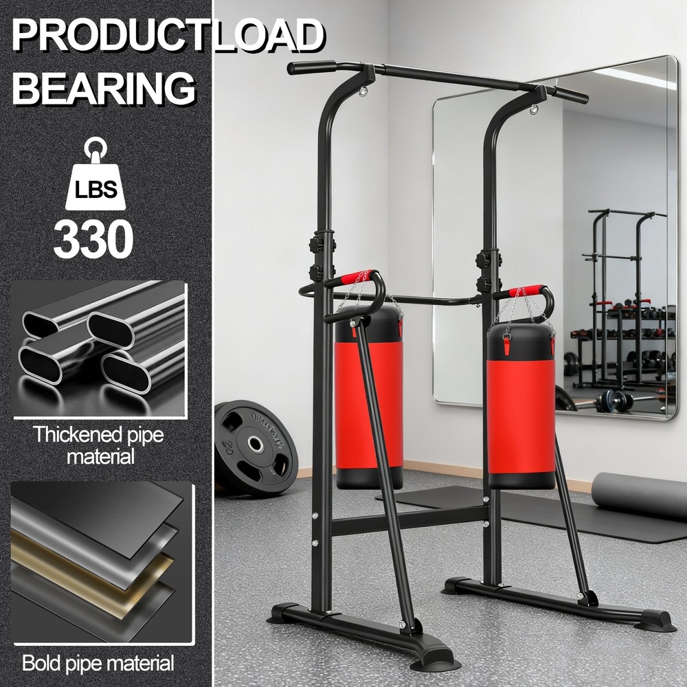 Basic Power Tower Pull Up Dip Station, Adjustable Home Gym Strength Trainer