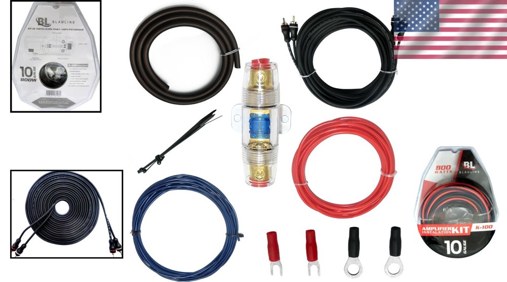10 Gauge Amplifier Wiring Kit - Includes RCA, Fuse, and Easy Install Features