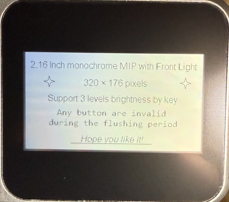 Sharp LS027B7DH01 2.7-Inch 400*240 Memory In Pixel (MIP)LCD with LED FRONT LIGHT