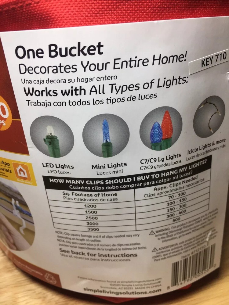 Simple Living Solutions Universal Light Clips 150 pk