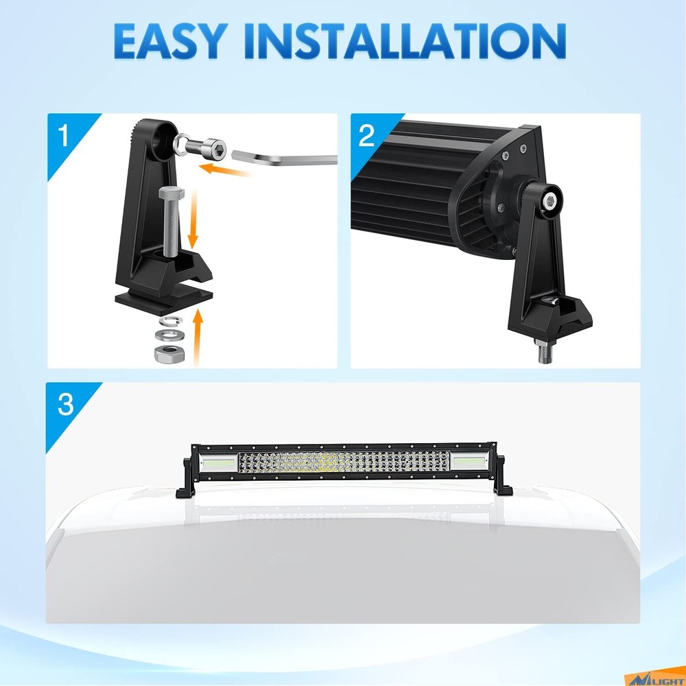 Nilight Universal Side-Mounted Adjustable Brackets Kits With Rubber Pads