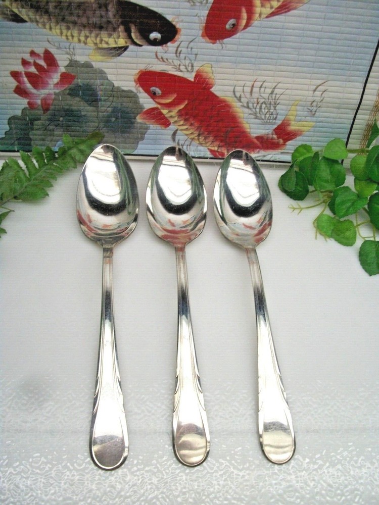 3    International Silver    ARGYLE   Silverplate  Solid Serving Spoons    1938