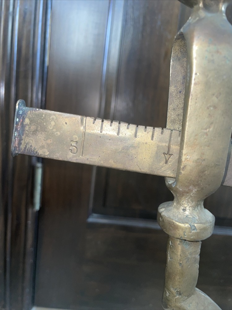 Rare Antique Cast Brass Scale With Stone Base