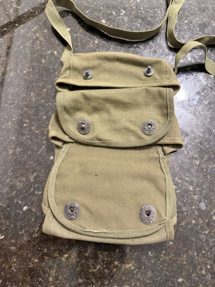 ORIGINAL WWII US ARMY M1942 3 CELL GRENADE CARRY POUCH-CANVAS