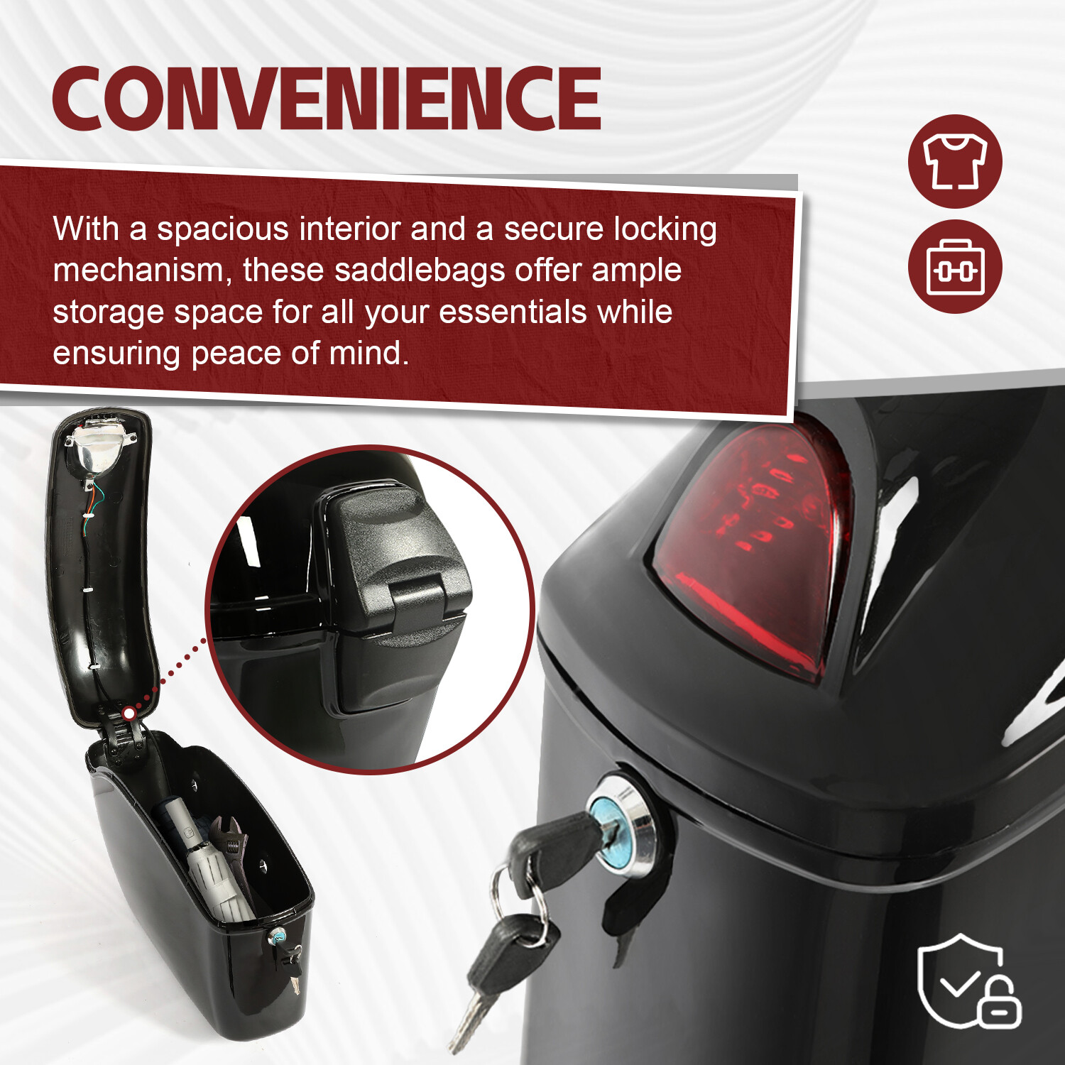 Motorcycle Universal Luggage Hard Saddle Bags For Harley Honda Yamaha Cruiser