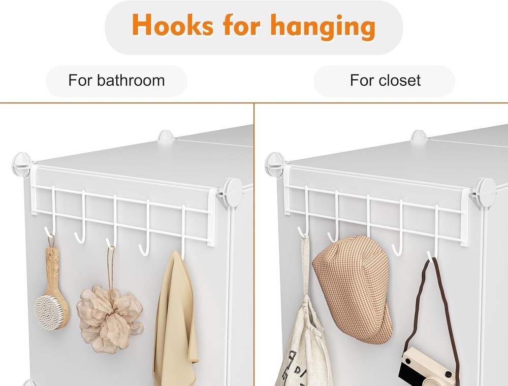 Stackable Plastic Cube Storage Organizer 11.8 Inch for Closet Bathroom Wardrobe