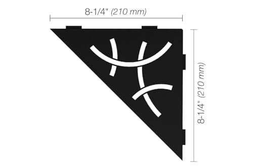 Triangular Corner Shelf for Tiled Walls - Curve Design, Aluminum Material,