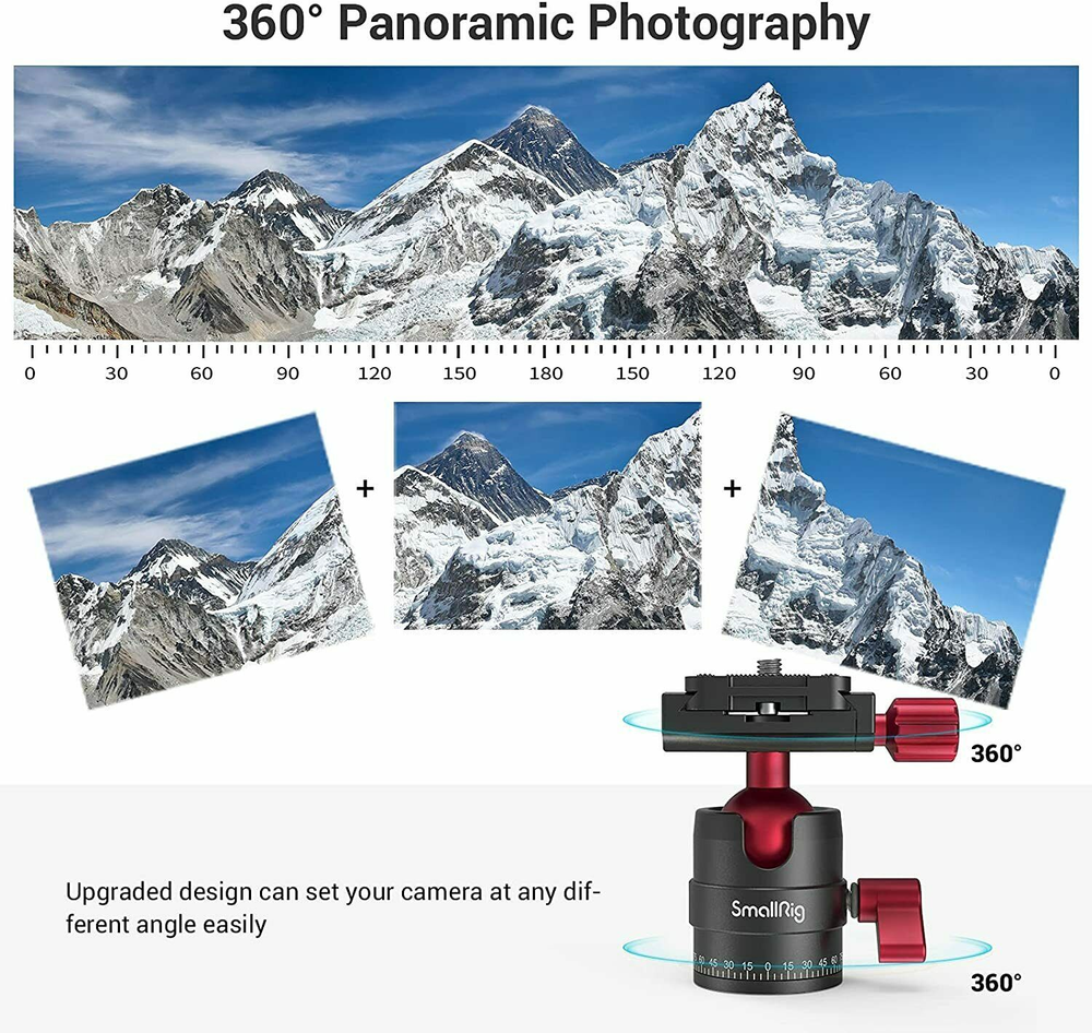 SmallRig Rotating Panoramic Ball Head with QR Plate for Camera Tripod 3034