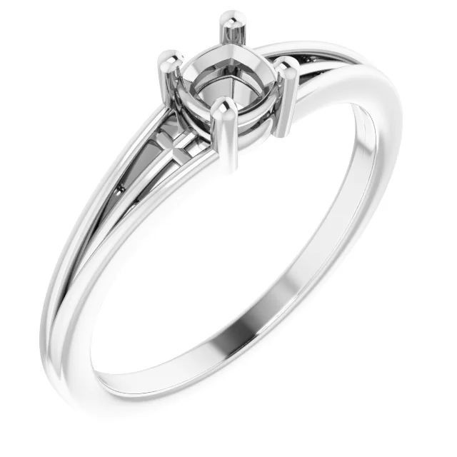 Semi Mount Ring Setting  Cushion 5mm 925 Sterling Silver