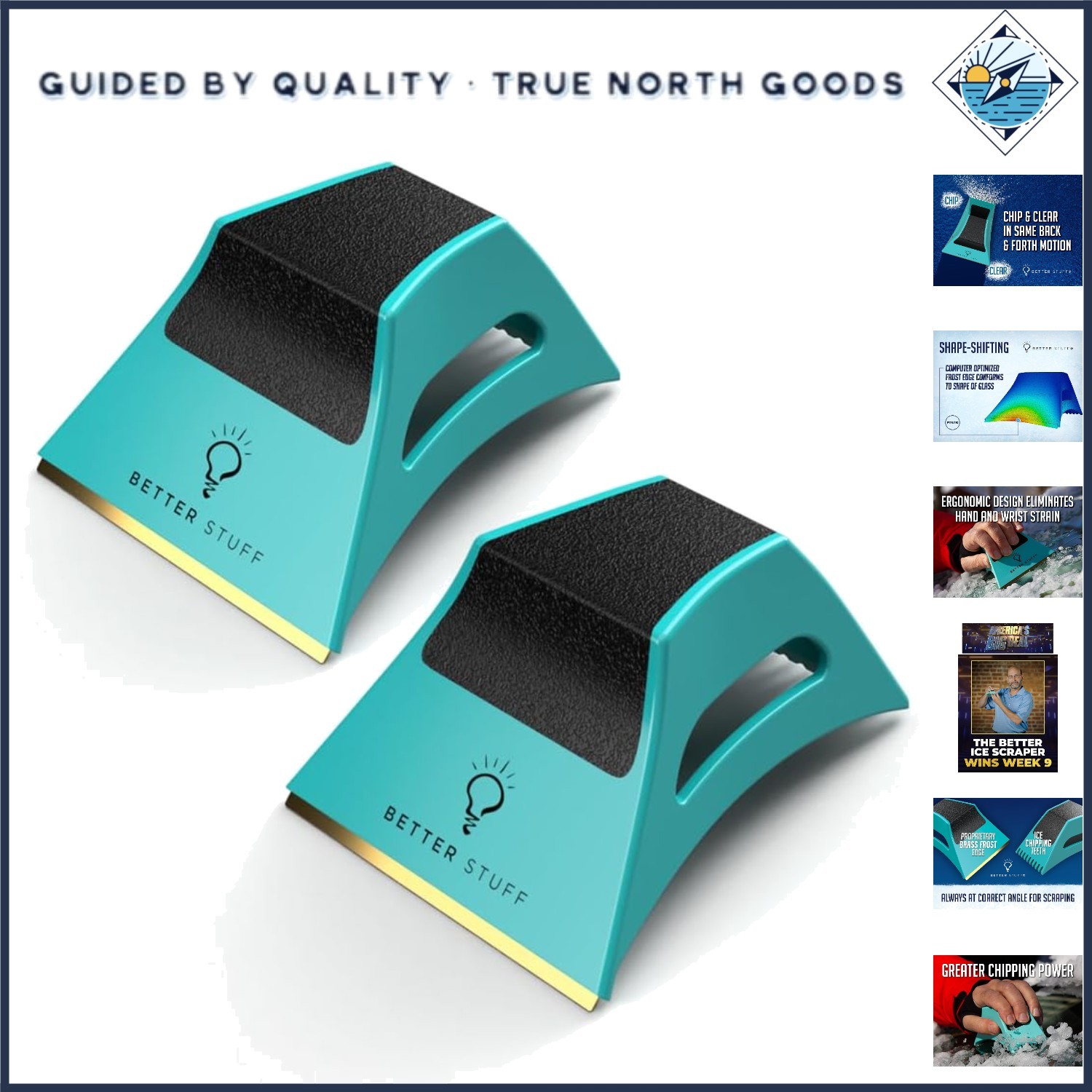 Innovative Ice Scraper Brass Edge Frost Remover Set of 2