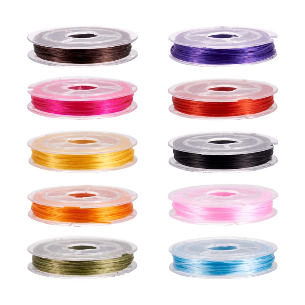 Craftdady 10 Rolls Elastic Crystal Beading Thread 0.5mm, Random Mixed Color
