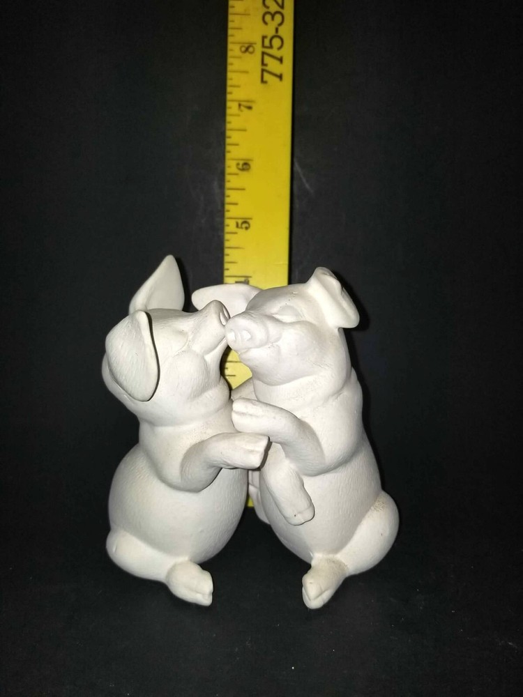 Unpainted Ceramic Bisqueware Hugging Pigs