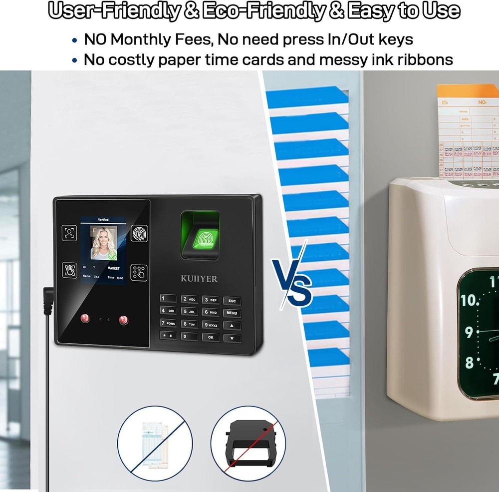 High Efficiency Biometric Attendance Clock - Face & Fingerprint Recognition
