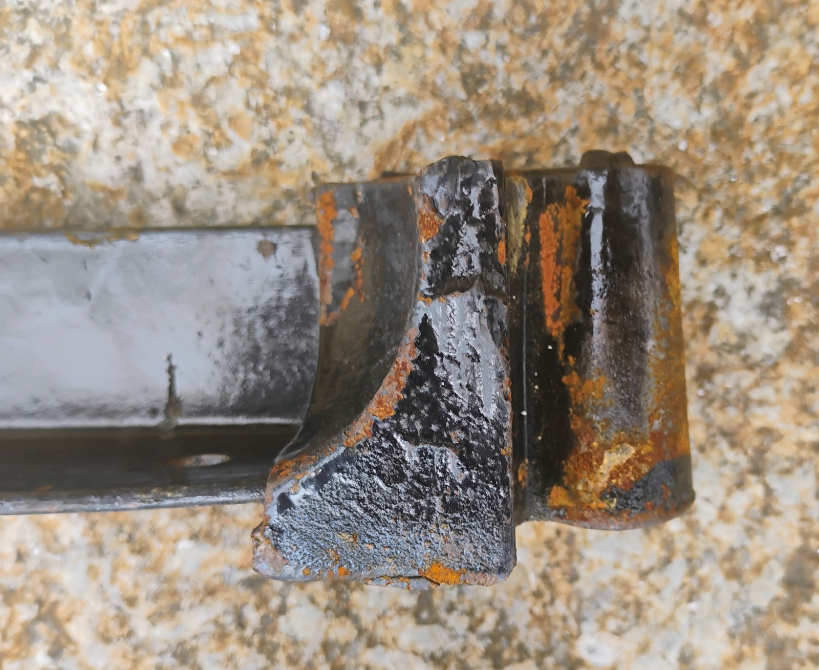 Antique pair of BED RAILS Cast Iron Tapered Pin Ends Twin Full Size Bed 74"