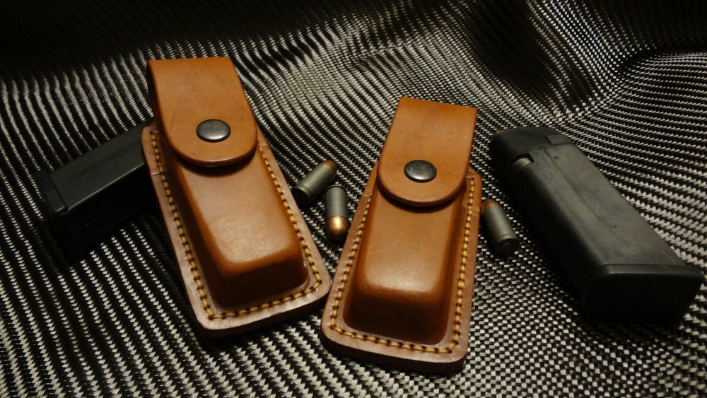 2X DOUBLE STACK LEATHER MAG POUCHES
