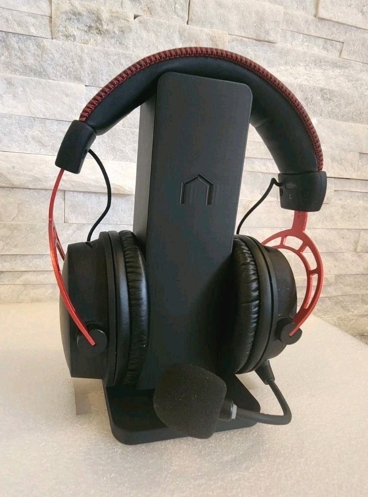 Modern 3D Printed Rectangular Headphone Stand Black Desk Headset Holder