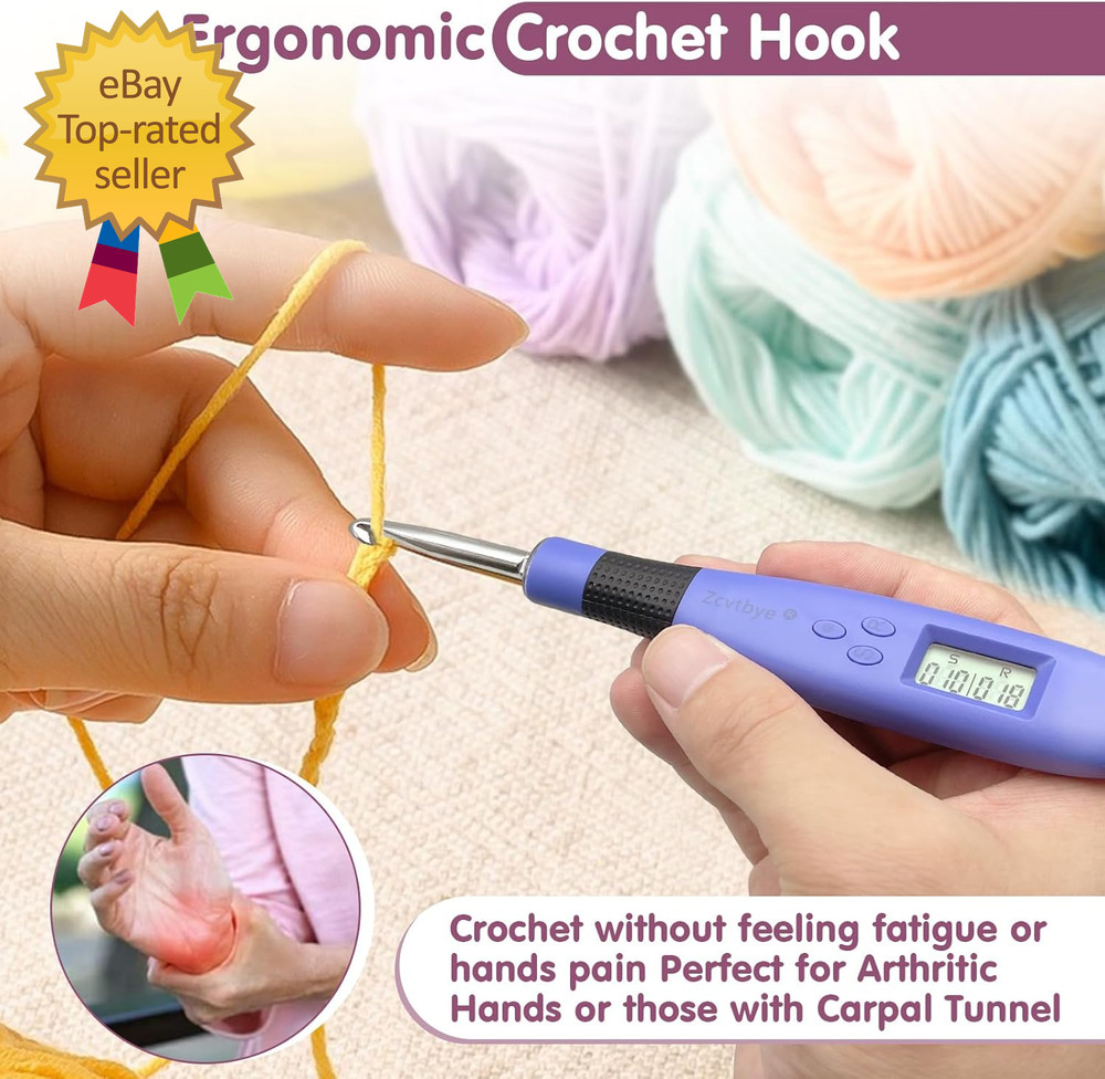 Crochet Hook with 18 Different Size for Stitch Row Counter Light Interchangeable