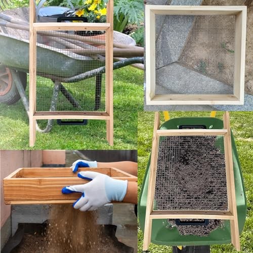 Sifter for Garden, 2Pcs Hand Held Multi-Purpose Stainless Compost Soil Screen