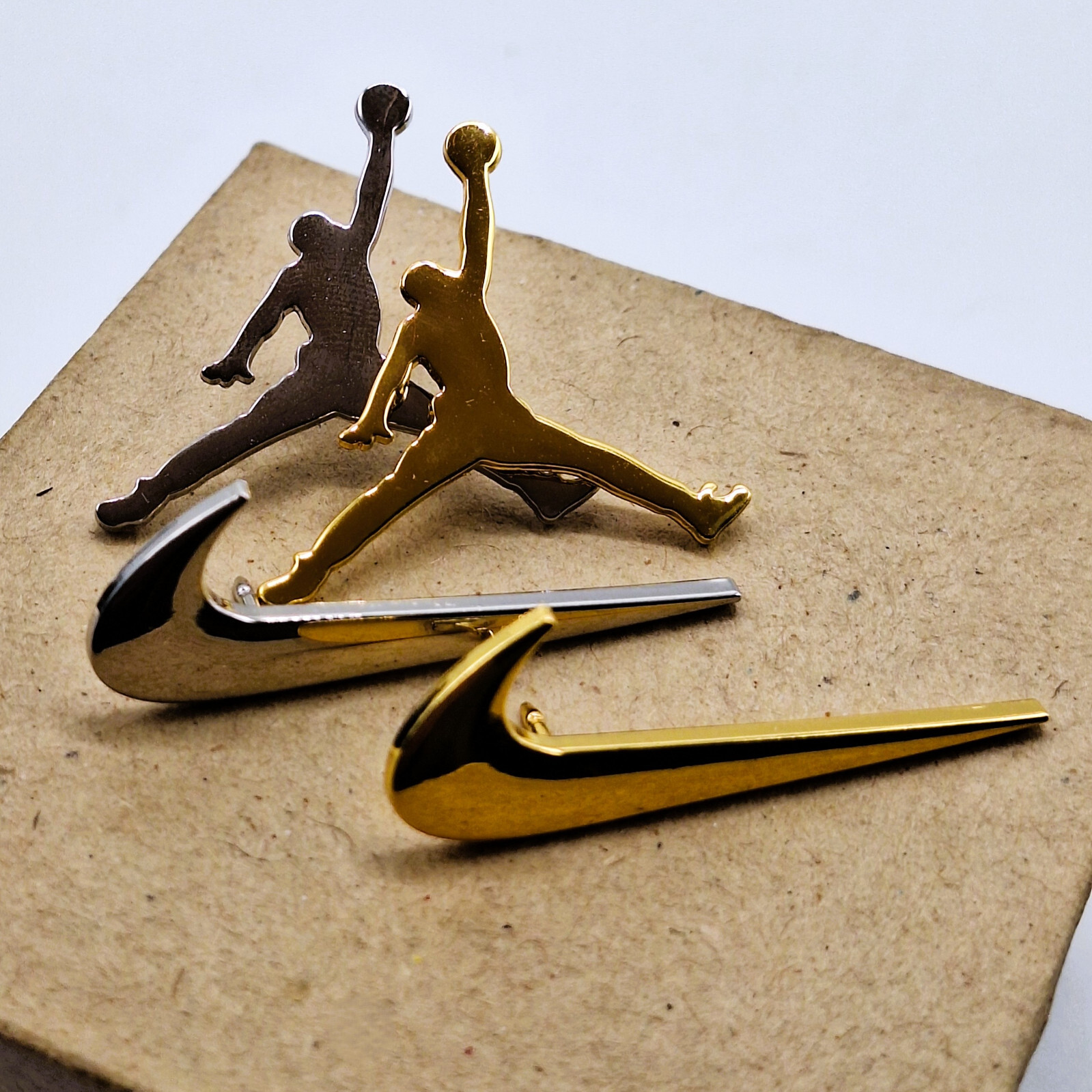 Nike Air Jordan Jumpman Gold Silver Lapel Swoosh Hat Сap Pin Brooch Backpack Hat