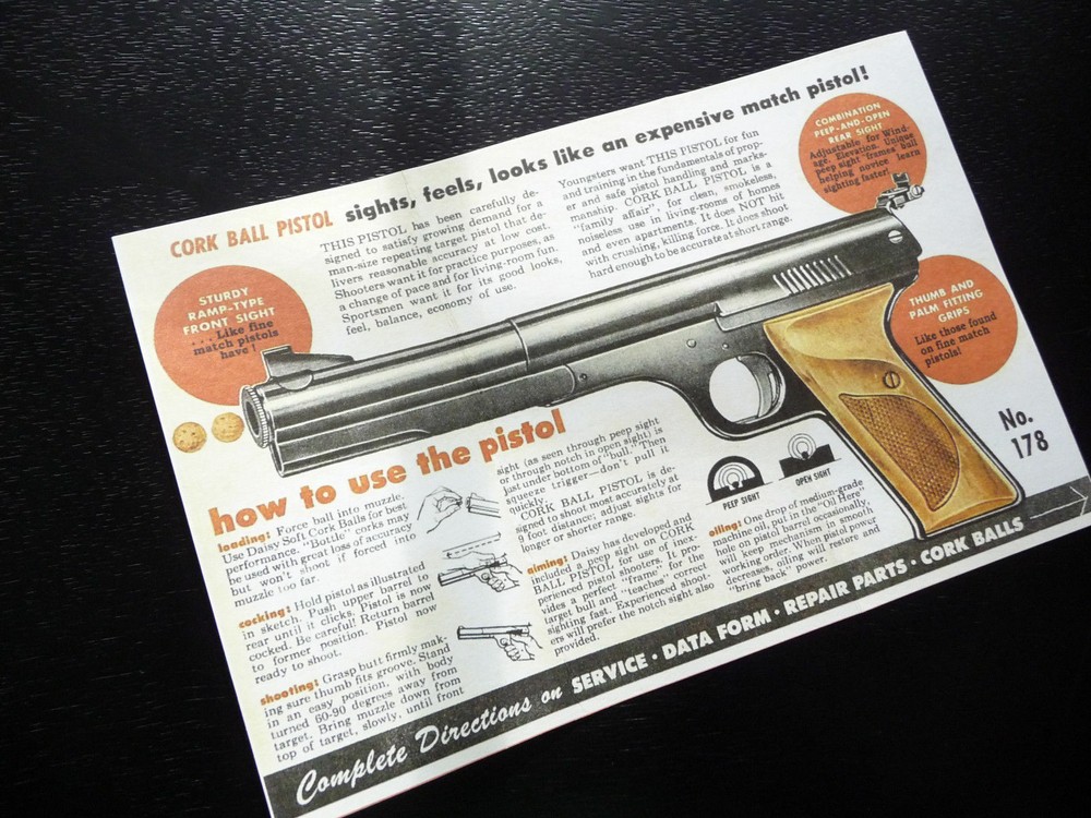 Daisy 178 BB Cork Pistol Repro Brochure