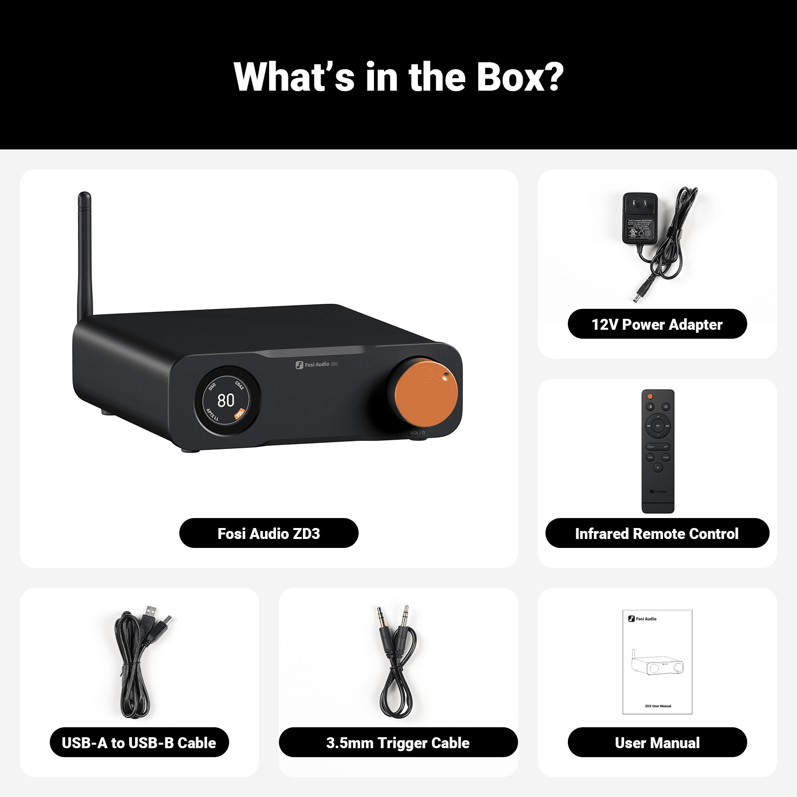 Fosi Audio ZA3+ZD3 Fully Balance Desktop DAC Integrated Amplifier Converter Set