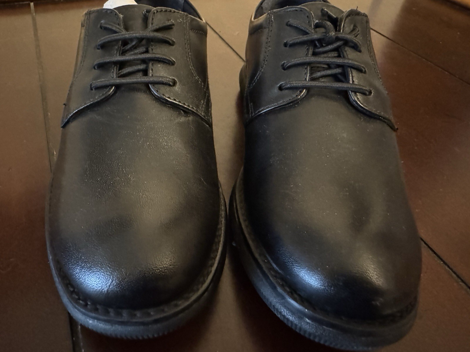 Johnston & Murphy Black Leather Lace Up Derby Dress Shoes28-8381 Boys Sz 12.5