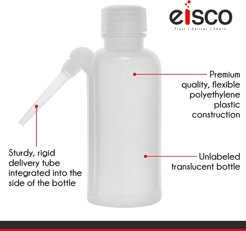 Wash Bottle, 500ml - Polyethylene - Translucent, Unbreakable - Screw Cap with...
