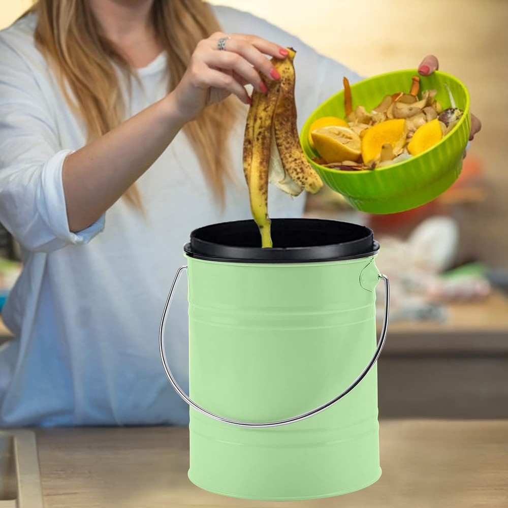 Compost Bin, Countertop Compost Bin with Lid, Kitchen Compost Container, Odor...