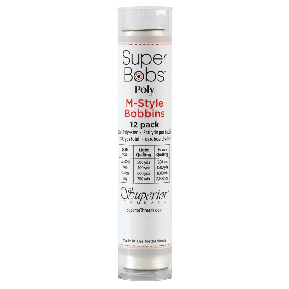 Superior Threads SuperBobs Polyester Bobbin 12pk M-Style Natural White