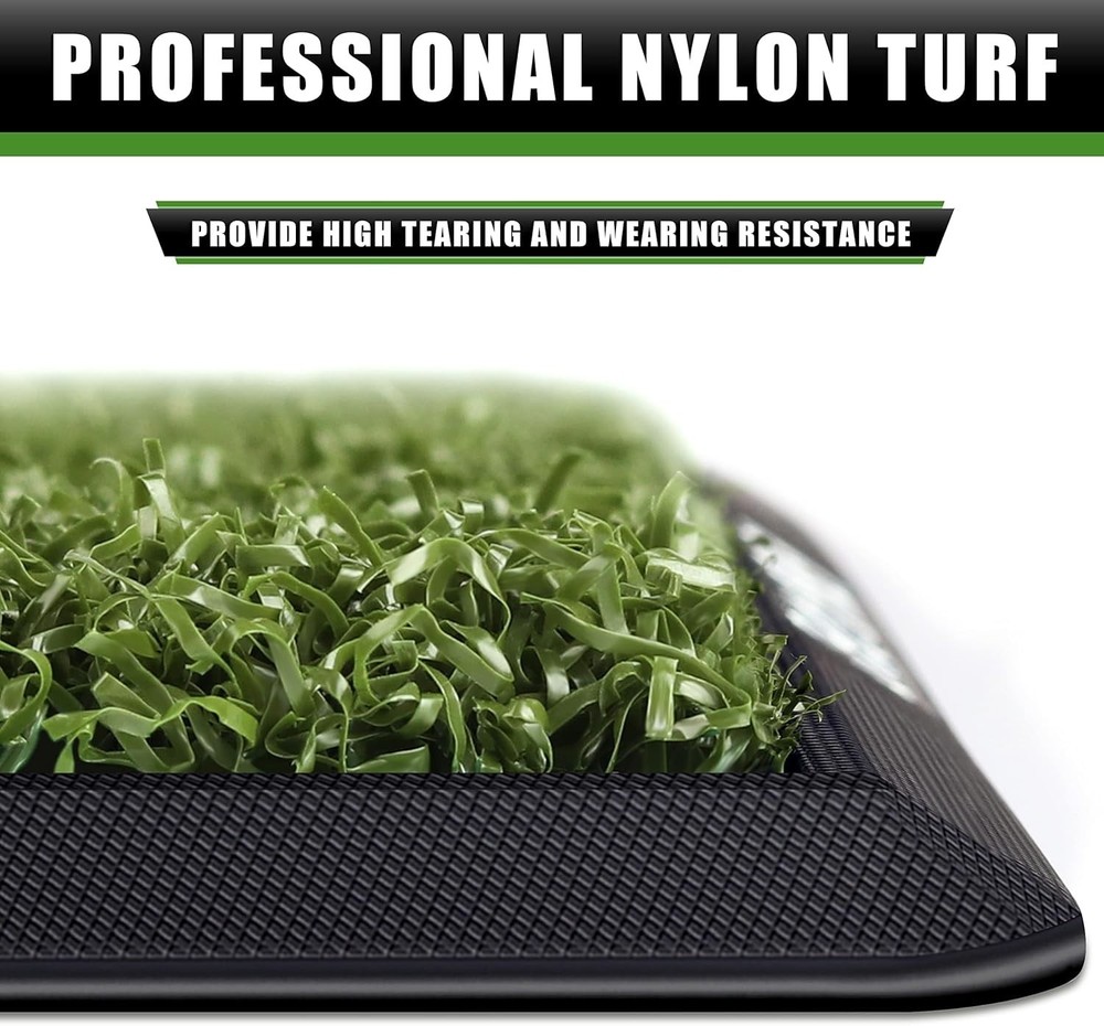 Pro Version 13" x 17" Golf Hitting Mat | Includes Rubber Tee & 9 Plastic Tees