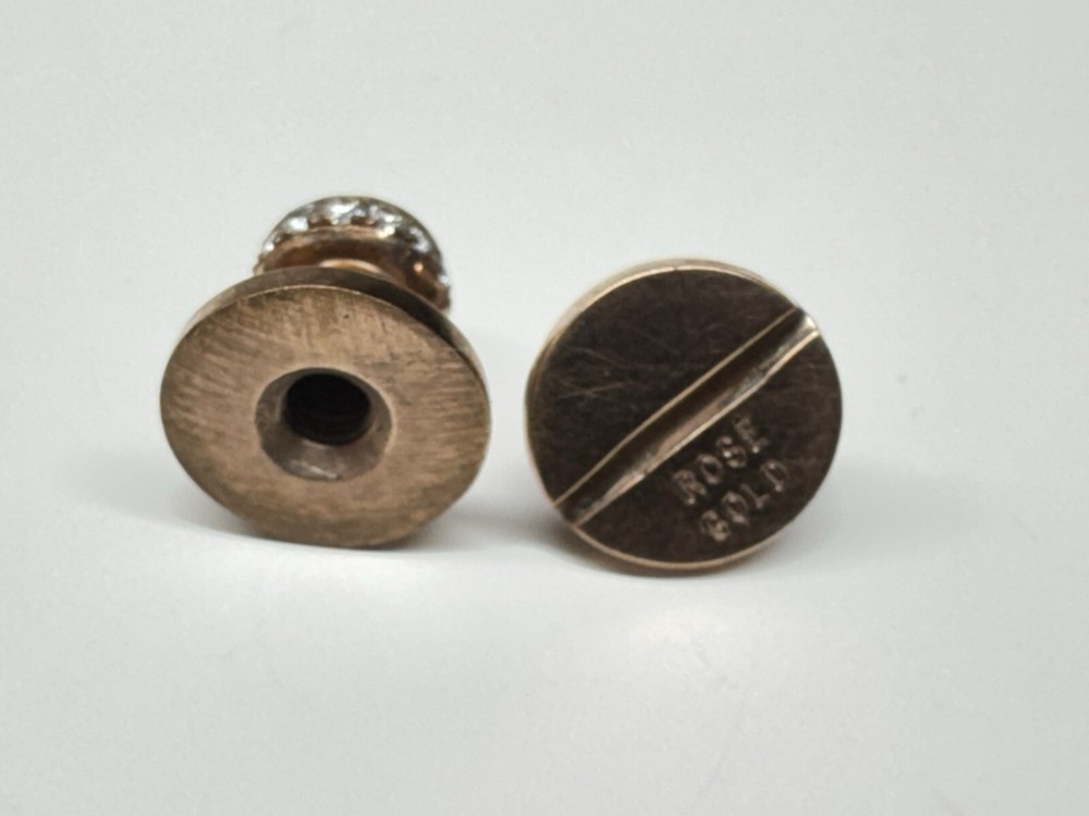 10 karat solid rose gold & diamond button handmade in usa