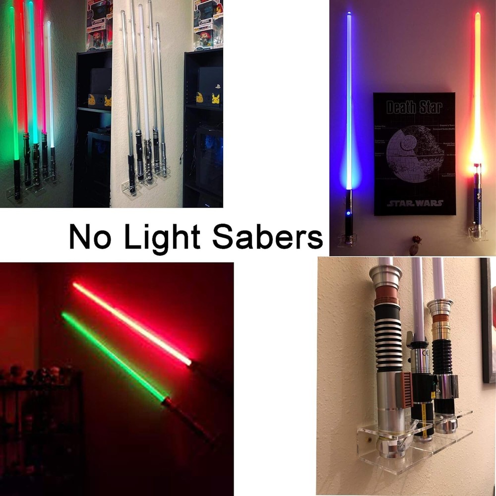 Premium Clear Wall Rack for Lightsaber Display - Includes Installation Hardware