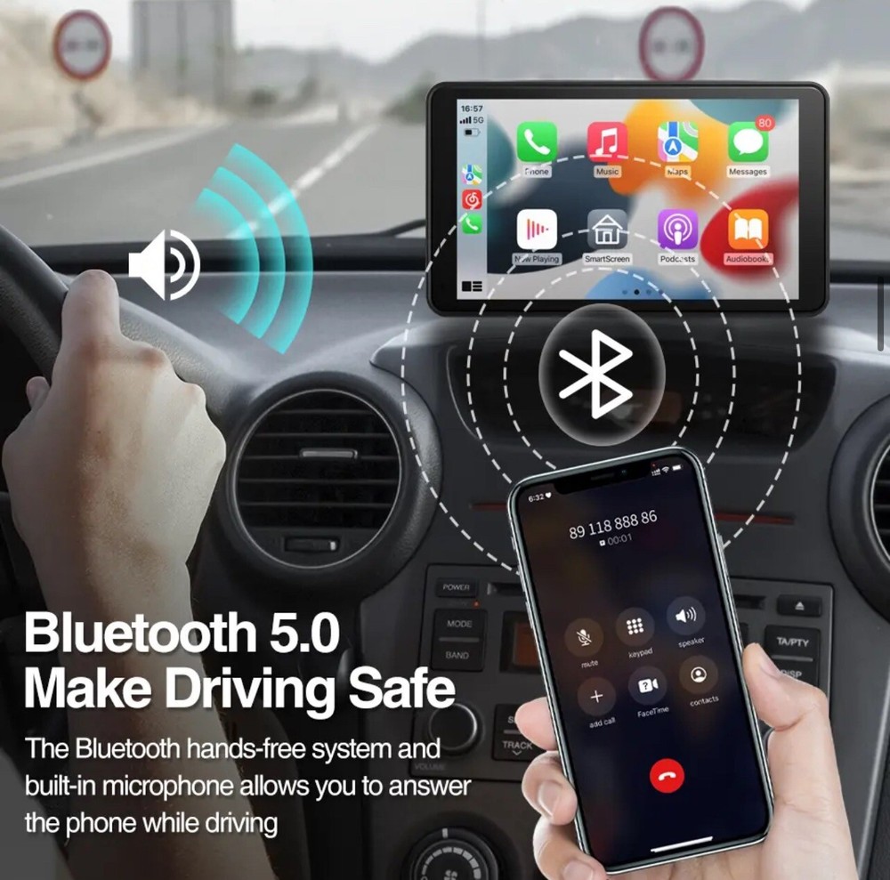 Wireless Apple CarPlay + Android Auto With 9” Touchscreen Monitor