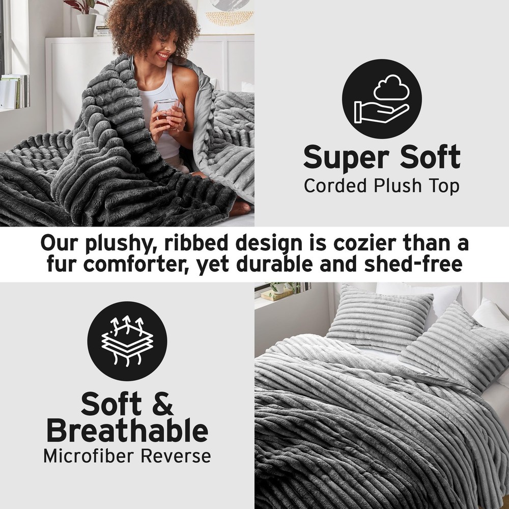 Intelligent Design Queen Comforter 3pc Grey Ombre