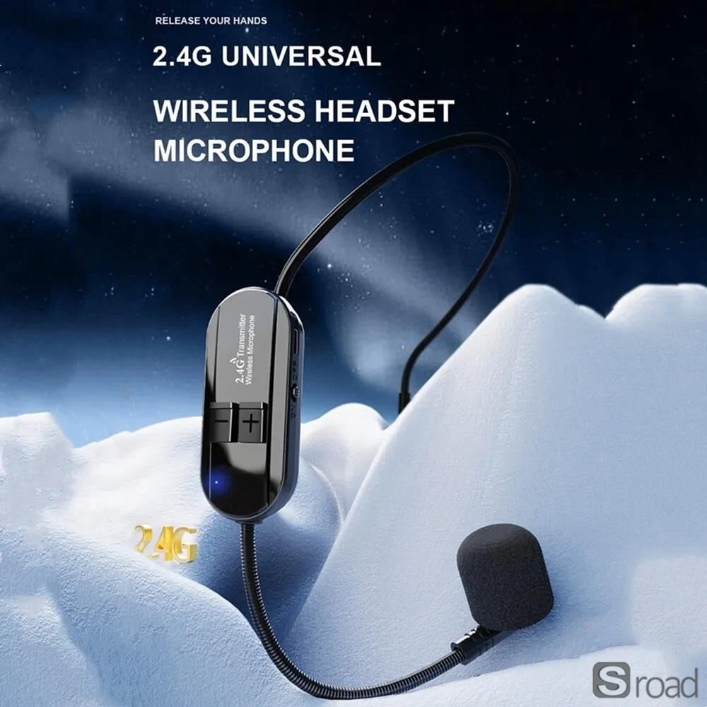 2.4G Wireless Mic System Headset Handheld 50M Range 8H Battery Reverb