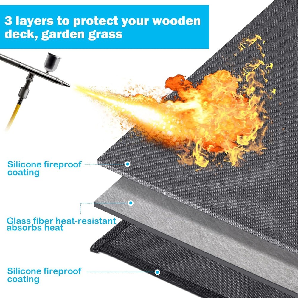 Under Grill Mats Foldable Fireproof Deck Patio Protector Mat High-temperature Re