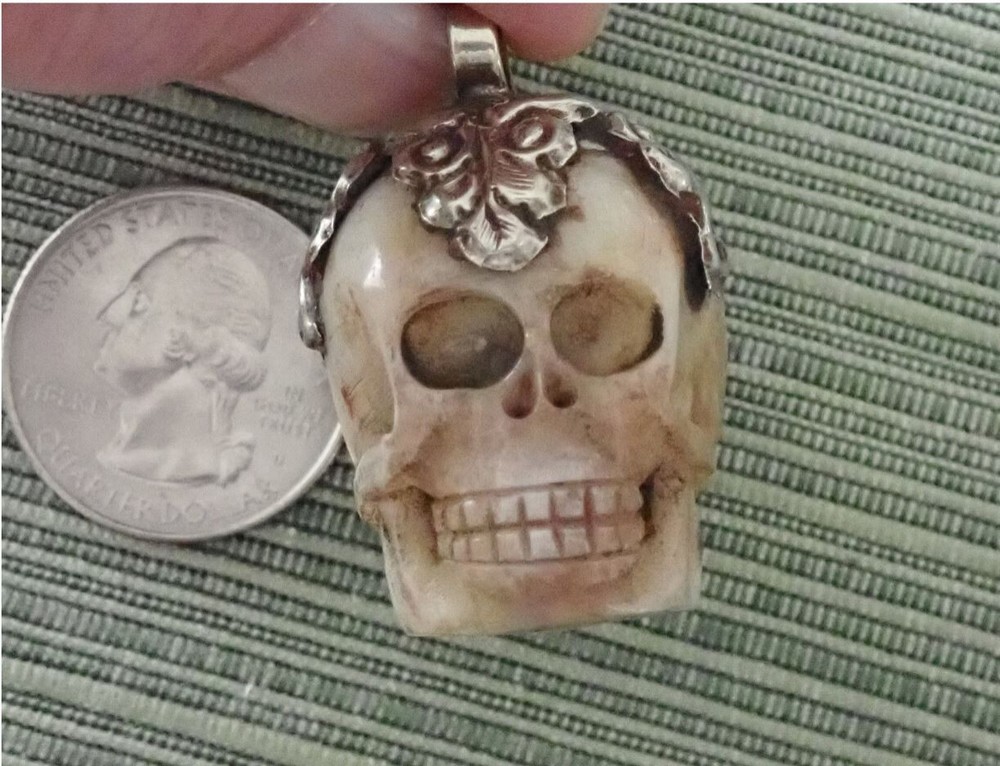 3D Skull Pendant in Tibetan Silver