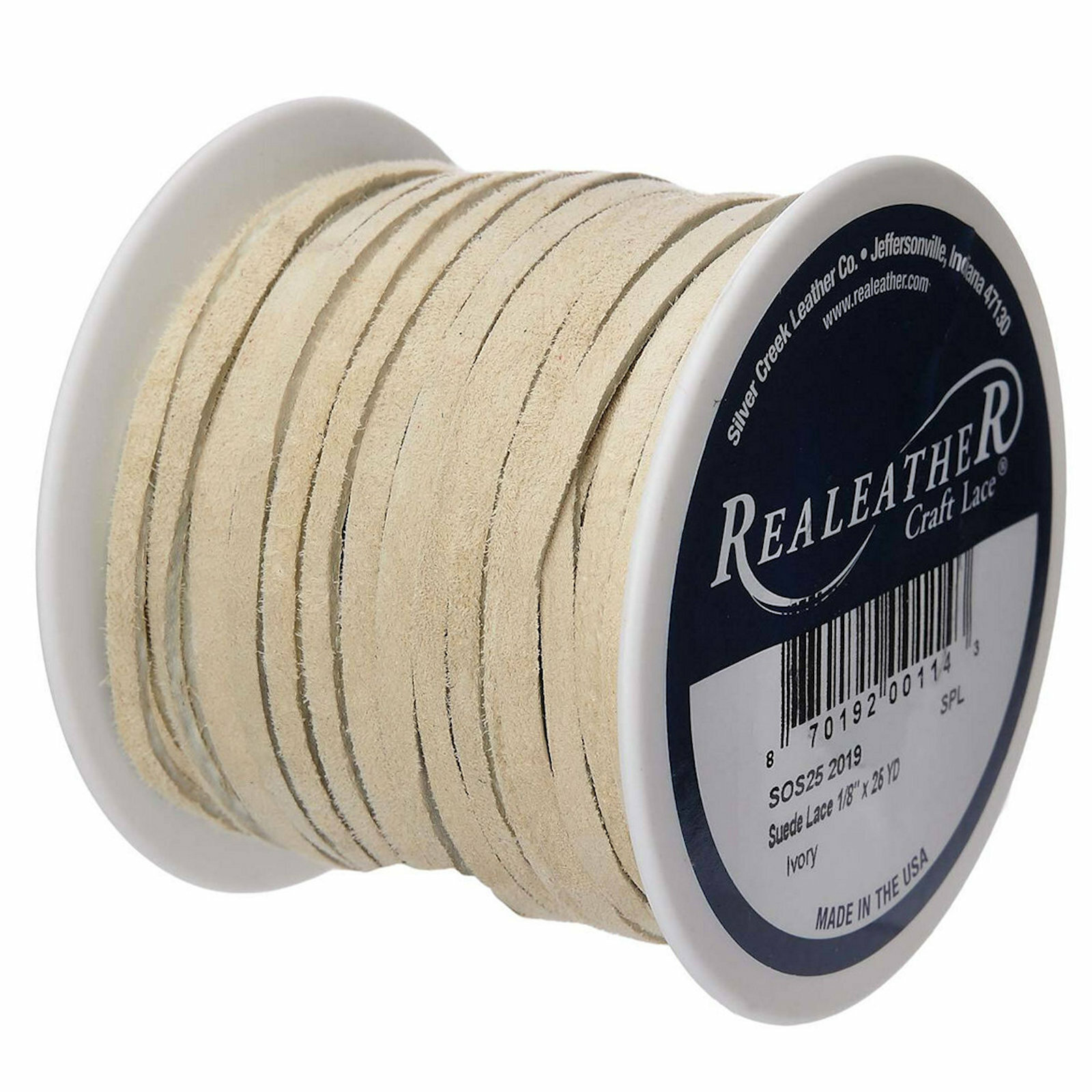 Suede Craft Lace Ivory 1/8" x 25 Yards Silver Creek
