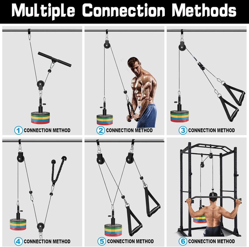 Weight Cable Pulley System Gym Upgraded Cable Pulley Attachments LAT Pull Down