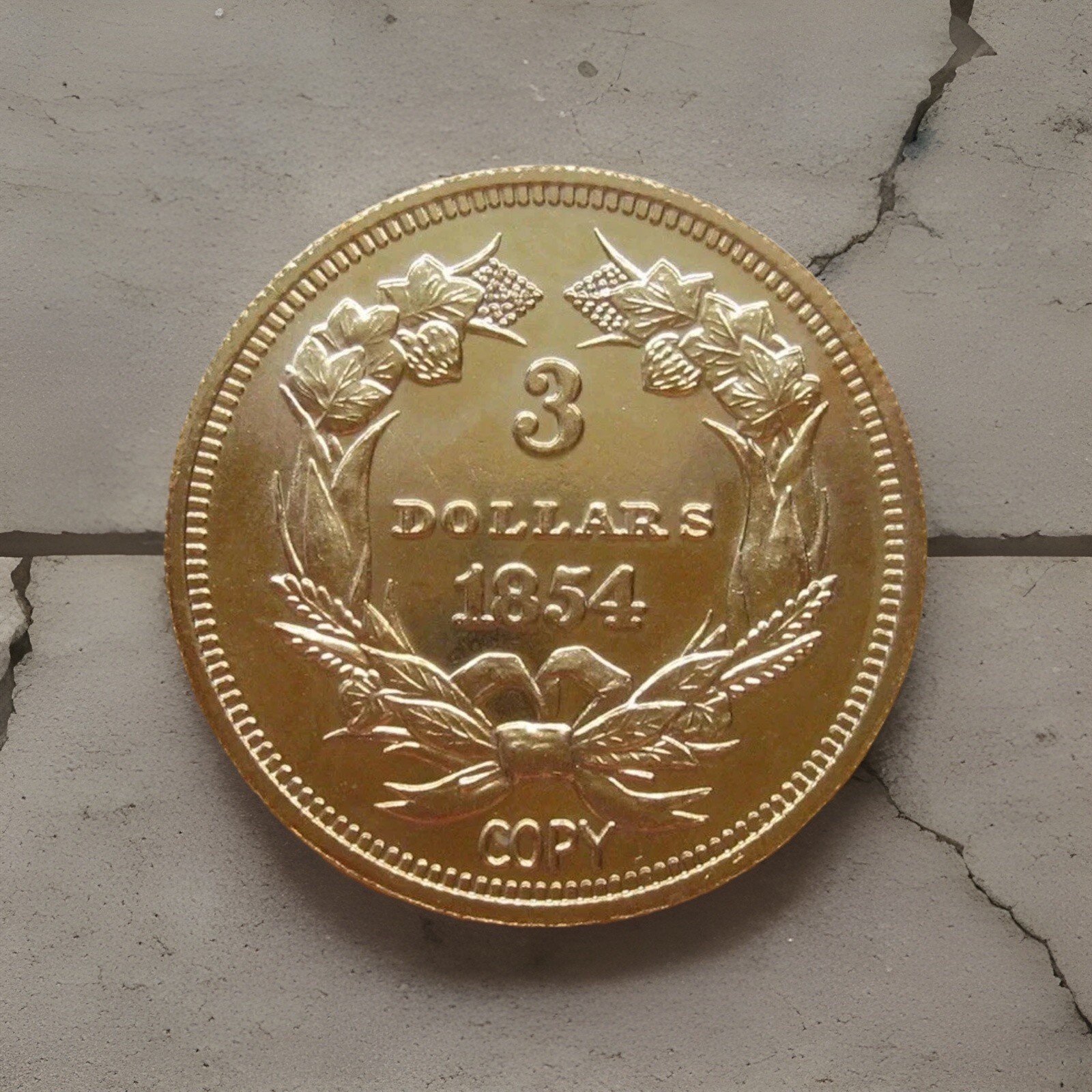 $3 Dollar Indian Princess Head Gold 24kt 1854 COIN TREASURE 24KT Plated