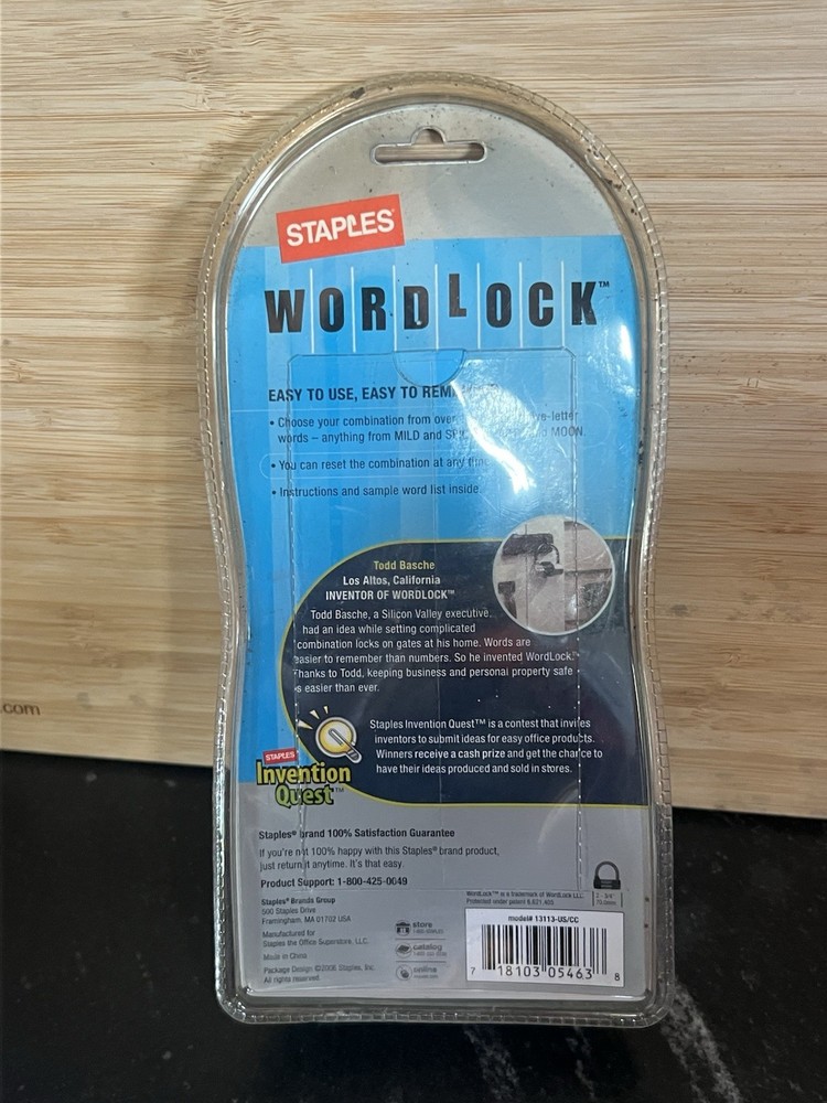 Staples WordLock Easy-To-Remember Combination Lock Model