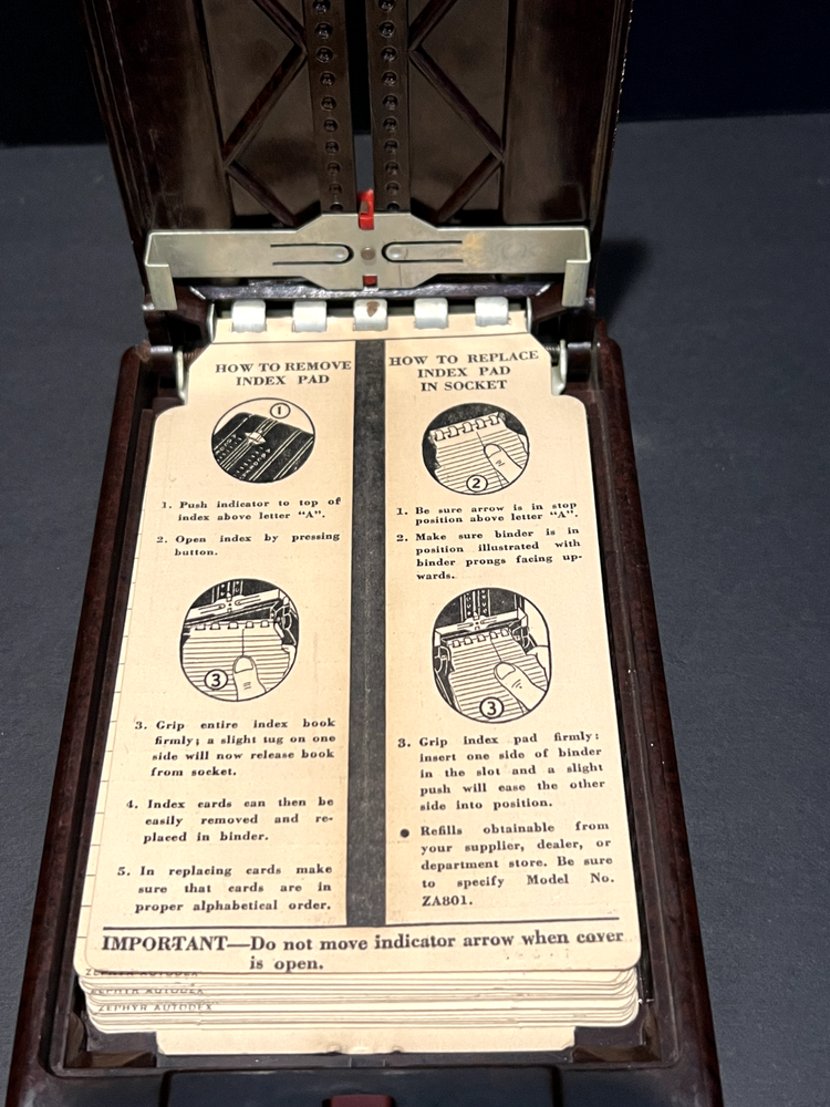 Vintage Zephyr Autodex Bakelite Phonograph Record Index