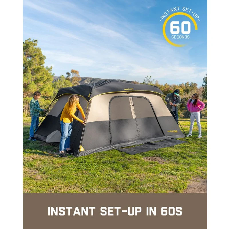 FanttikOutdoor 10 Person Camping Tent Setup in 60 Seconds with Rainfly & Windpro