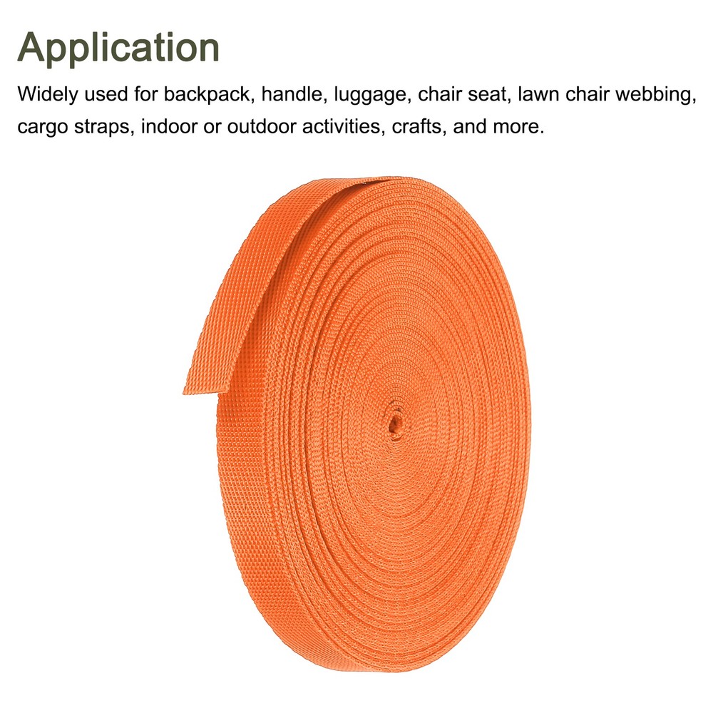 Flat Nylon Webbing Strap 3/8 Inch 10 Yards Orange for Backpack
